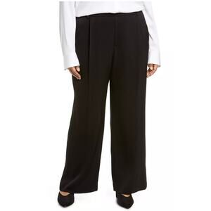 VINCE Black Crepe Wide Leg Pants Pull-On Trousers Pockets Flowy Sz XXL